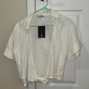 White Fashion Nova front tie open shirt. Brand new with tags! Size M